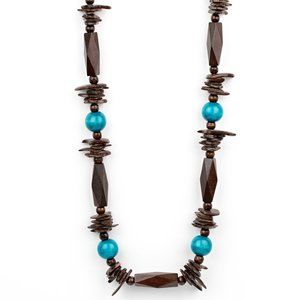 Paparazzi Cozumel Coast Wooden Blue Necklace and Earring Set